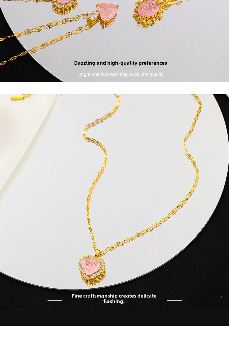 IJspatroon Steen Poeder Diamant Koper Geplateerd Echt Goud Titanium Staal Ketting Sleutelbeen Ketting Dames All-match ins Stijl Licht Luxe Sieraden Non-f_voghion.com