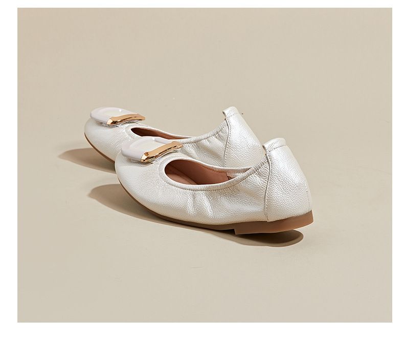 The first layer of cowhide women soft sole light small leather shoes casual bean shoes large size_voghion.com