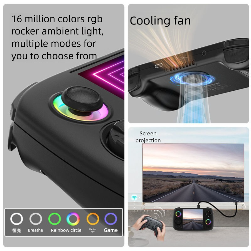RG Cube Android 13 Connected To TV Square Screen Handheld Game Console 2024 Model With Controller And Ambient Light_voghion.com