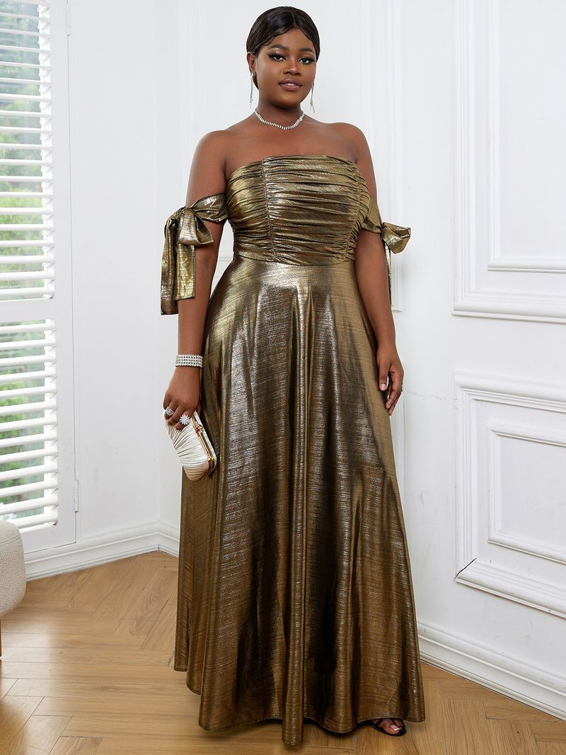 Women's sexy tube top sleeveless dress Luxury hot stamping lace pleated skirt dresses_voghion.com