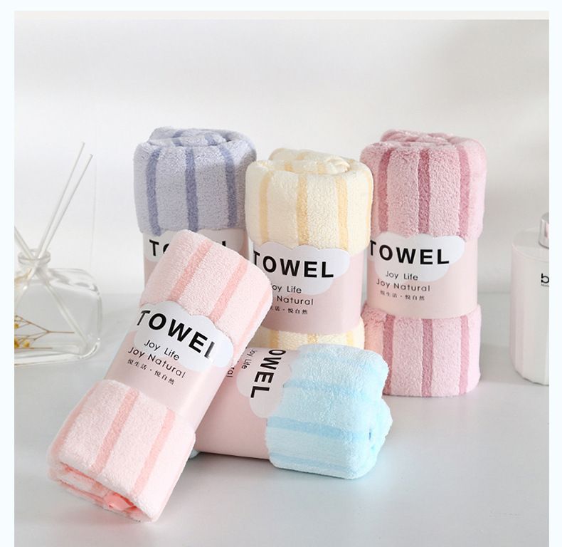 Toalla de vellón de alta densidad, paquete de 5, con rayas de color liso, ideal para regalo._voghion.com