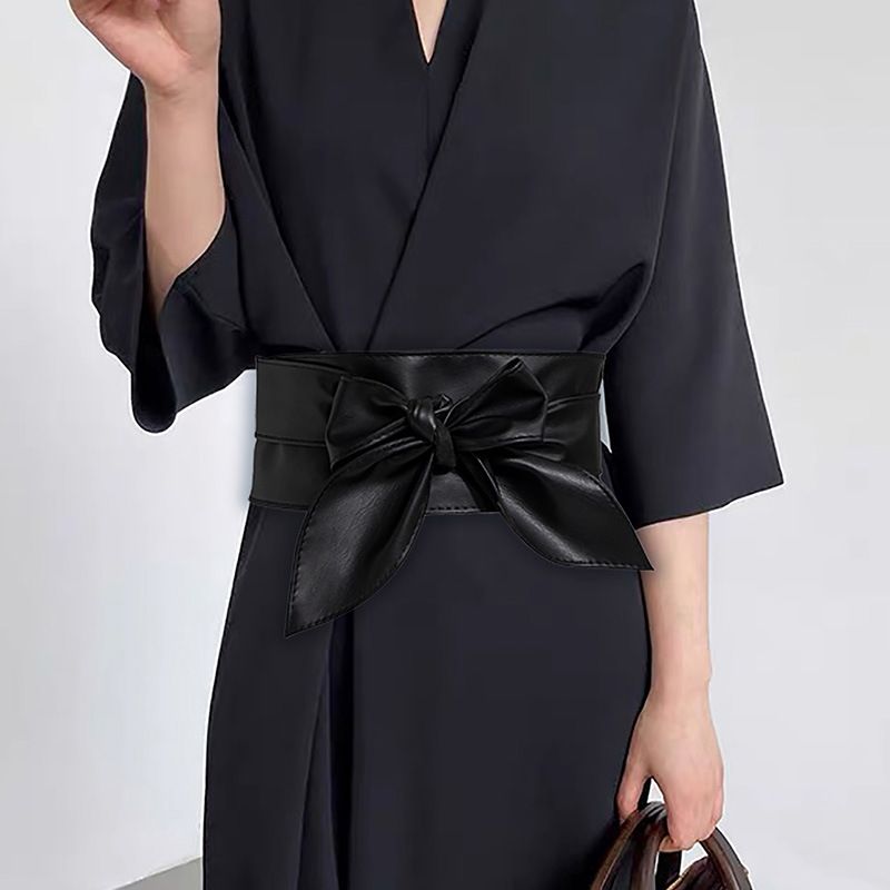 Women's All Match Decorative Wide Soft Leather Ribbons, Women's Waist Belts, Knotted Belts_voghion.com