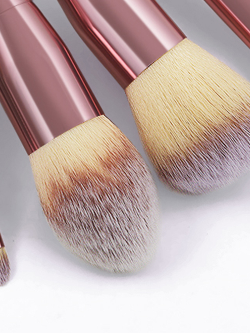 10dílná sada štětců na make-up v hnědé barvě s taštičkou, včetně štětce na pudr a štětce na tvářenku FINDCOLOR, přímý prodej od výrobce_voghion.com