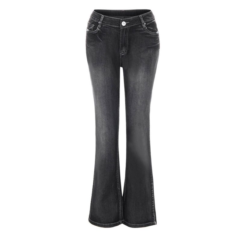 Retro Flare Jeans – Mid-Rise Stretch Bootcut Denim Pants For Women (Vintage Wash, Curve-Hugging Silhouette)_voghion.com