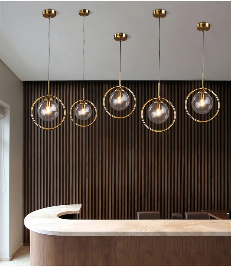 Lampe LED suspendue en verre au design moderne, luminaire décoratif d'intérieur, idéal pour une chambre à coucher, une cuisine ou une salle à manger_voghion.com