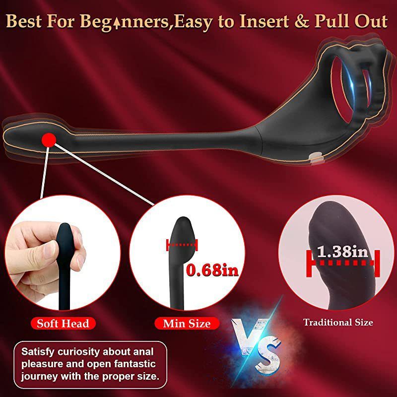 Anal-Massagegerät für Männer mit Spermienverschlussring, Aiya APP, kabellose Fernbedienung, Doppelring, Doppelstoß-Spermienverschlussring, Analplug_voghion.com