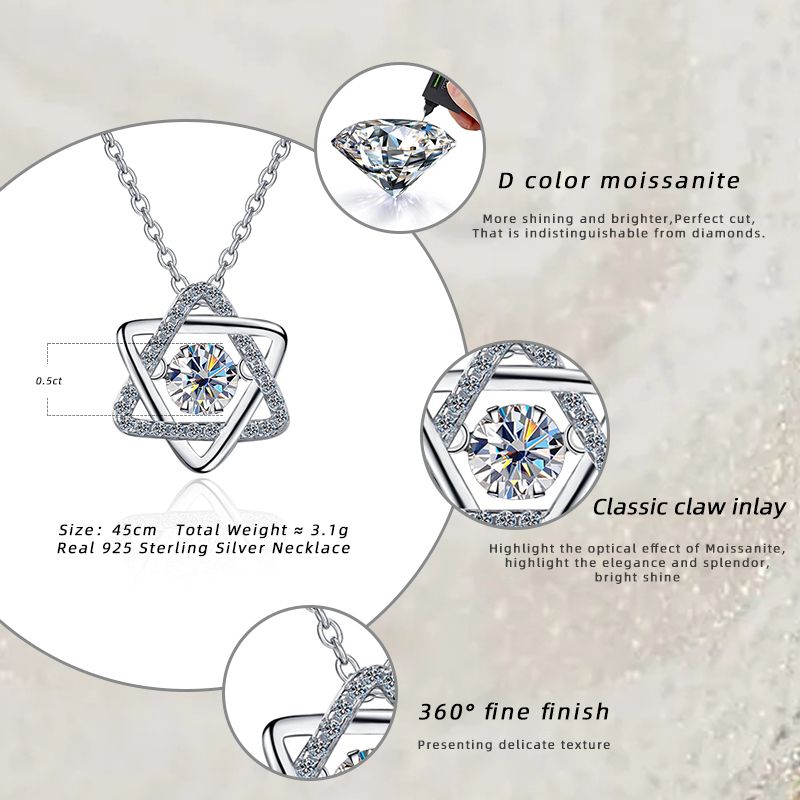Tancise 0,5 Karat Echt Moissanite Hexagramm Stern Anhänger Halskette Für Frauen Sterling Silber Hochzeit Partei Schmuck_voghion.com