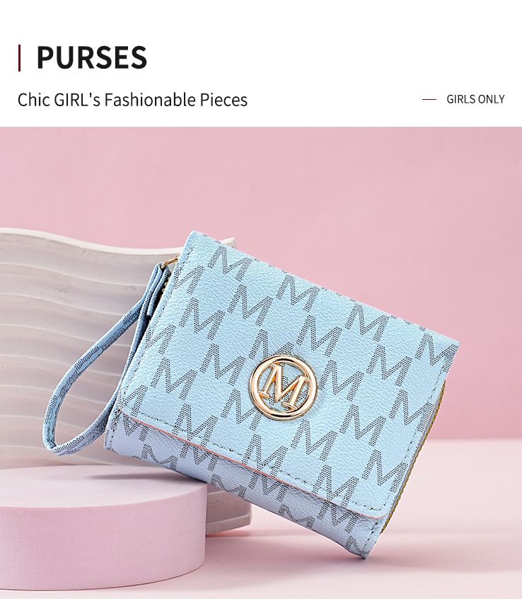 Wallet Women's Short Female Wallet Cross Border New Tri Fold Zipper Coin Purse Simple Fashion Old Pattern Card Bag_voghion.com