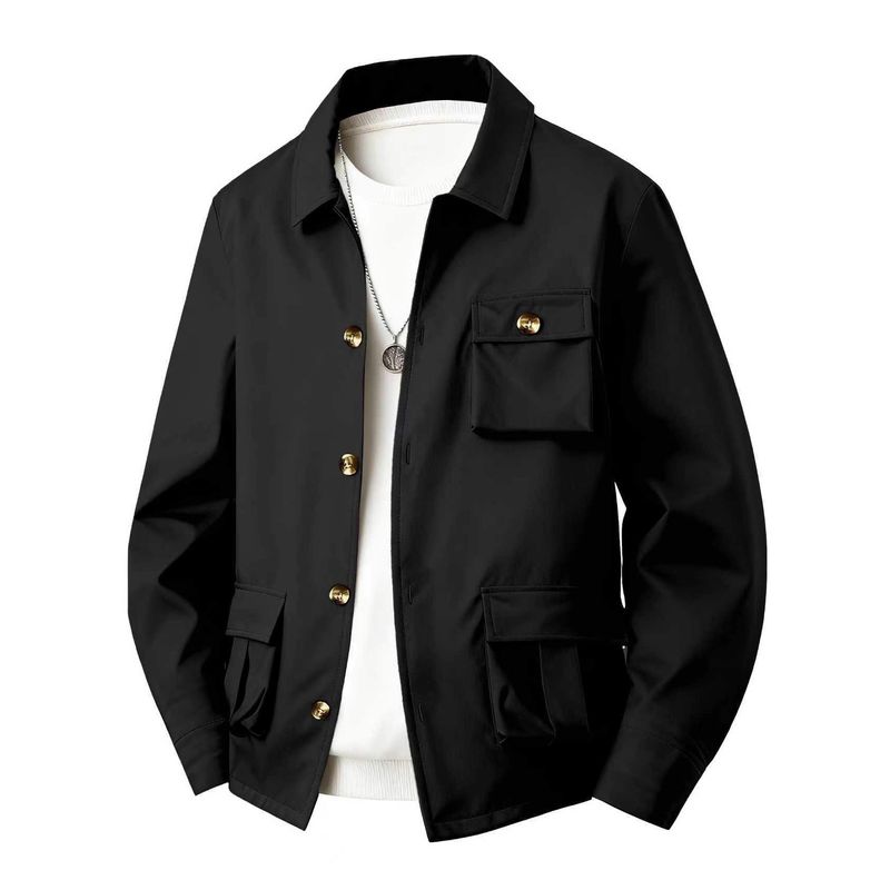 Wasserdichte Arbeitsjacke für Herren – Utility-Mantel mit mehreren Taschen und Kapuze (Schwarz/Grau/Armeegrün/Khaki/Marineblau, S-XXXL)_voghion.com