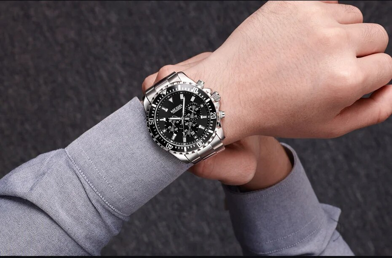 Reloj de pulsera militar con cronógrafo de acero inoxidable de cuarzo para hombre, de lujo, para negocios_voghion.com