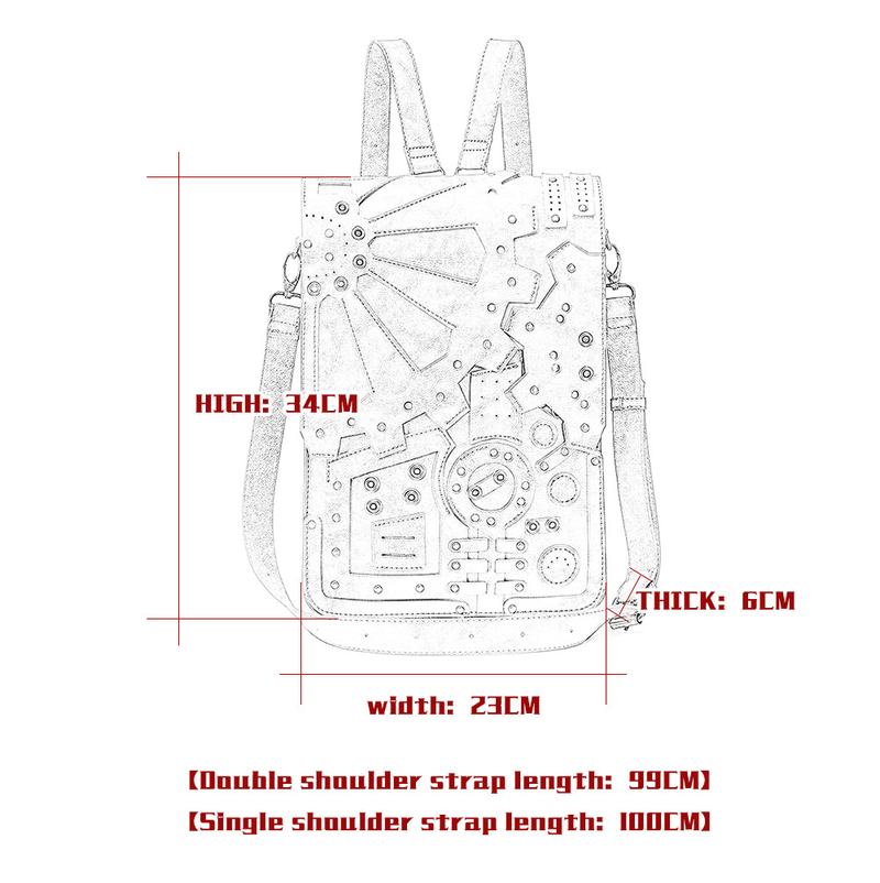Steampunk Retro Gear Backpack Women's Schoolbag Shoulder Crossbody Bag_voghion.com