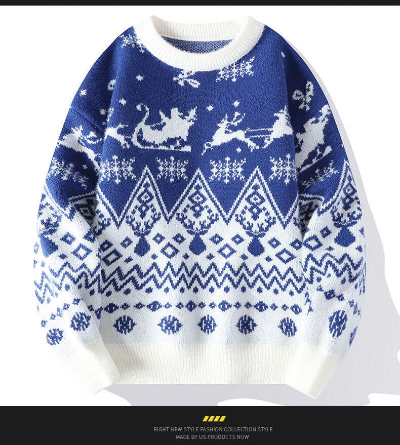 Men’s Casual Knit Sweater – Long Sleeve Crewneck Pullover, Loose Fit, Wrinkle-Resistant (M-4XL, Black/Red/Blue, Machine Washable)_voghion.com