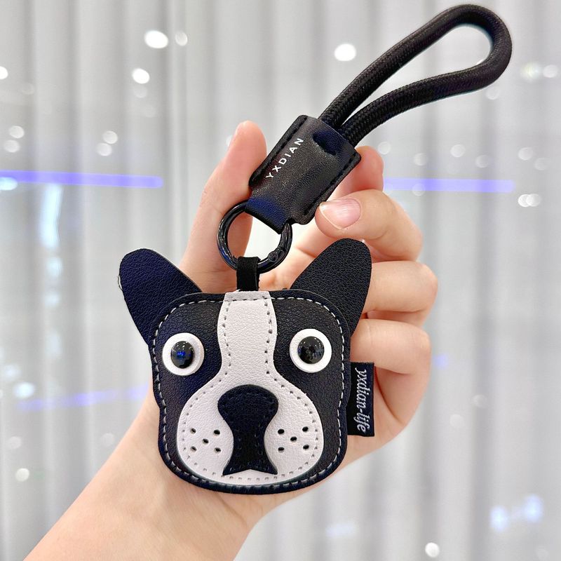 Schattige leren puppy auto sleutelhanger voor mannen en vrouwen, rugzak hanger, kleine ornamentketting, prachtige koppel hanger_voghion.com