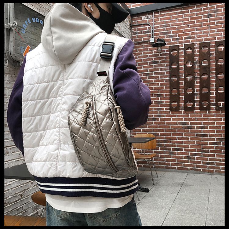 Winter New Women's Waist Bag Large Capacity Cotton Coat Crossbody Bag Fashion Waist Bag Diamond Embroidery Couple Chest Bag_voghion.com