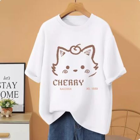 American Cartoon Short Sleeved T-shirt For Summer Design, Niche Chic Hong Kong Style Women's Base Shirt, Trendy Top_voghion.com