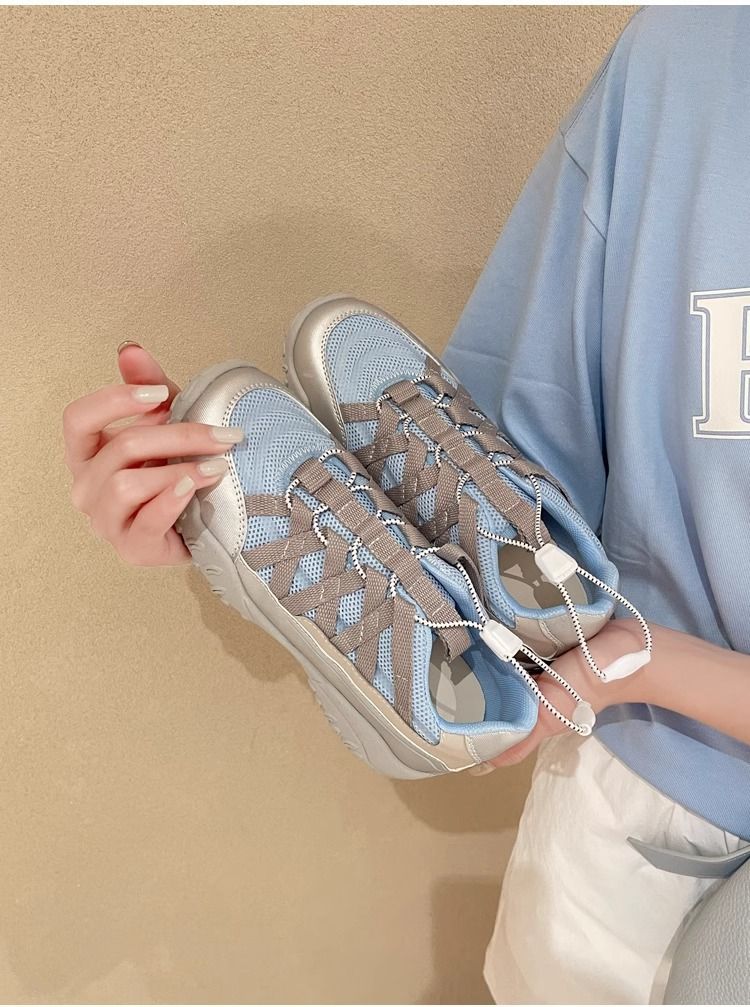 Primavera e autunno nuove scarpe con tacco a zeppa commercio estero grandi dimensioni scarpe sportive arcobaleno fondo scarpe da papà spot scarpe da corsa da donna_voghion.com