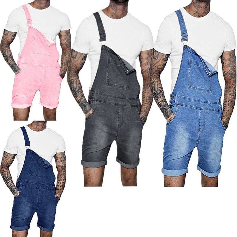 2019 Men's Strap Edge Denim Jumpsuit_voghion.com