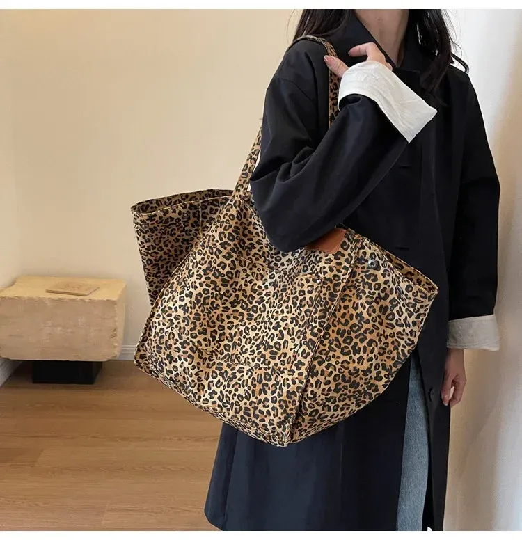 Leopard Design 2023 Shopper di moda coreana Grandi borse per la spesa per donna Borsa a tracolla per ragazza di grande capacità_voghion.com