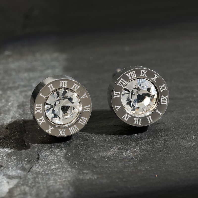 Zircon Roman Numerals Earrings With Diamonds New Temperament Earrings Versatile High End Jewelry Female Earrings_voghion.com