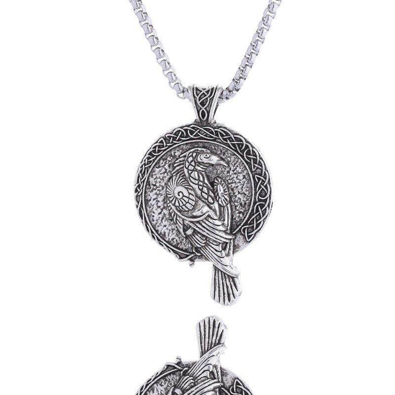 European And American Fashion Simple Amulet Necklace Viking Crow Pendant Blackbird Celtic Crow Necklace Men's Jewelry_voghion.com