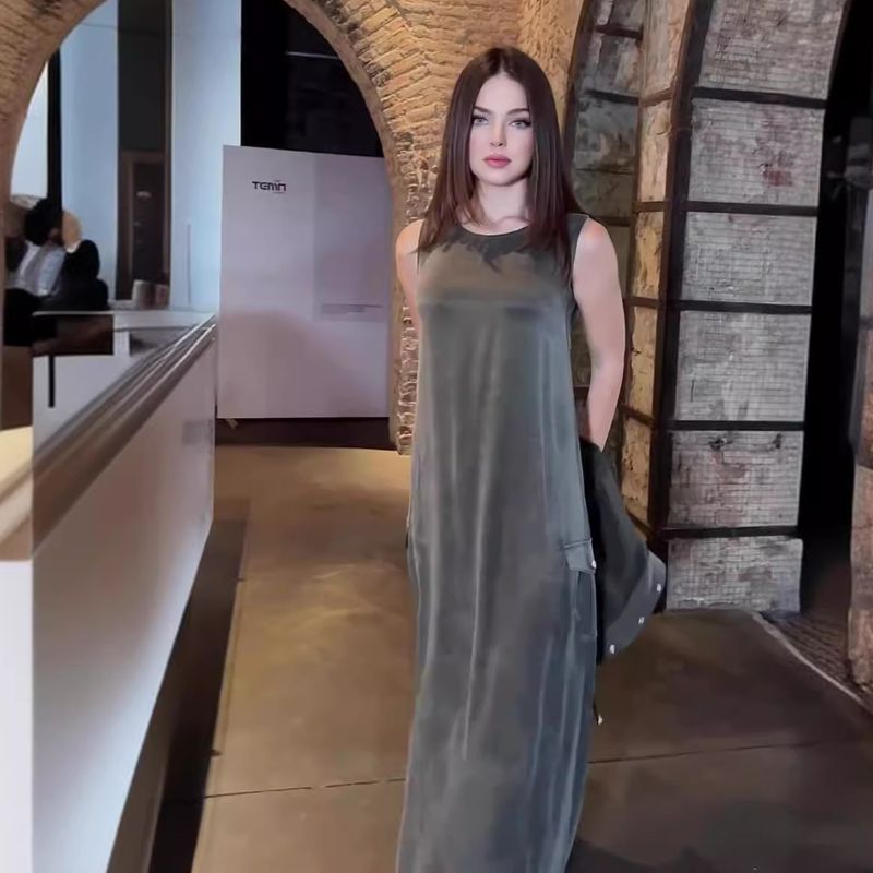 Abito da donna in velluto moda di fascia alta in tinta unita per donna_voghion.com