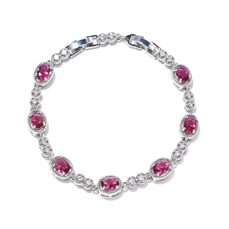 Korean Blue Color Treasure Rectangular Light Luxury Pure Handmade Inlaid Geometric Colored Zircon Bracelet for Women_voghion.com