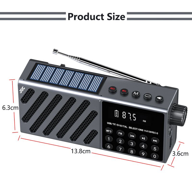 Portable Receiver Solar Charging Pocket Radios Wireless Bluetooth Speaker With USB TF Card Player Rechargeable FM Radio_voghion.com