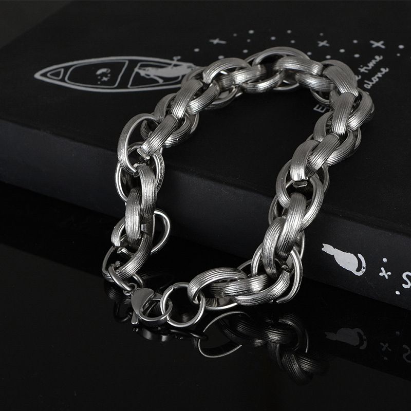 Bracciale da uomo in stile coreano, stile studentesco, audace, hip-hop, in acciaio al titanio, semplice, alla moda, per giovani_voghion.com