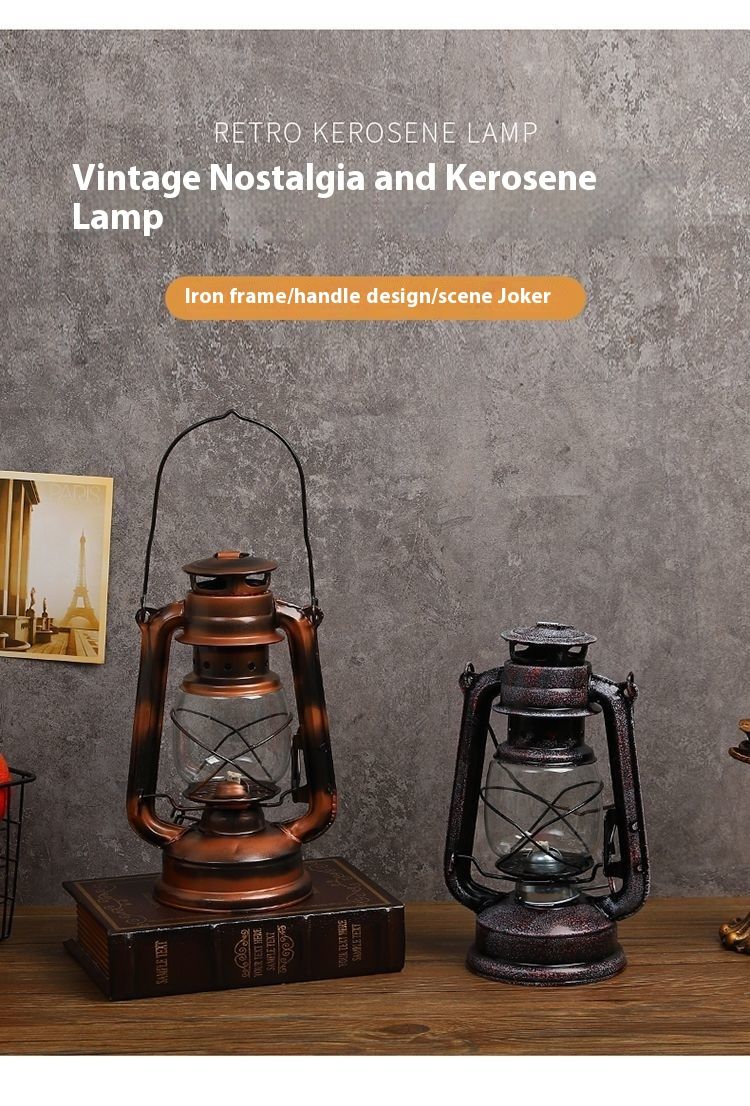 Portable Lantern Glass Kerosene For Home Bedroom Camping Hanging Iron Art Retro Decorative Lamp Prop_voghion.com