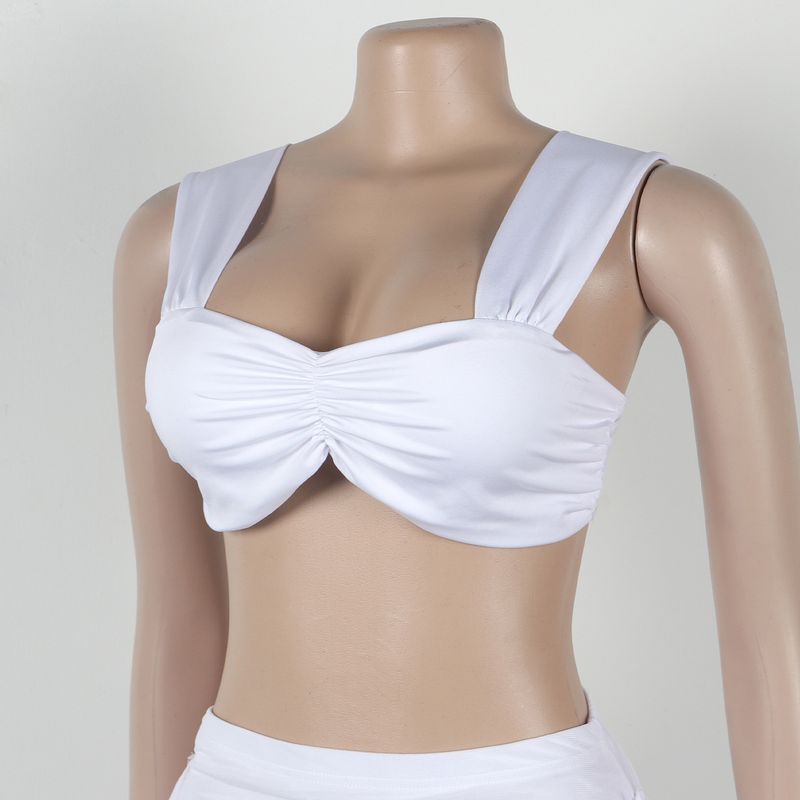 Ensemble deux pièces jupe à volants décontractée pour femme_voghion.com