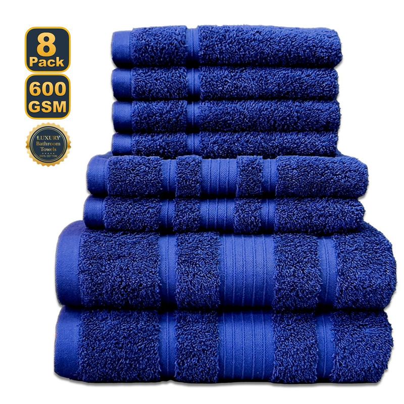 Premium 100% Cotton Towel Set 8-Piece Bath Face Towel Bundle Ultra Soft Absorbent_voghion.com