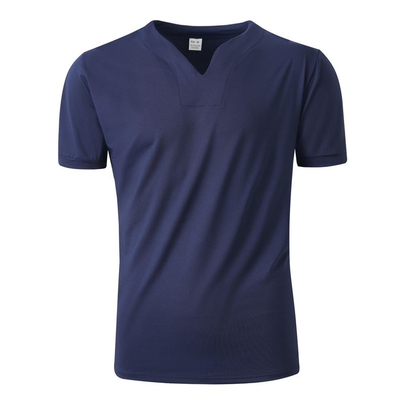 Men's Summer Stretch Fitness T-Shirt - Breathable Polyester, Comfortable Round Neck, Casual & Workout Tee For Gym, Running, Daily Wear_voghion.com