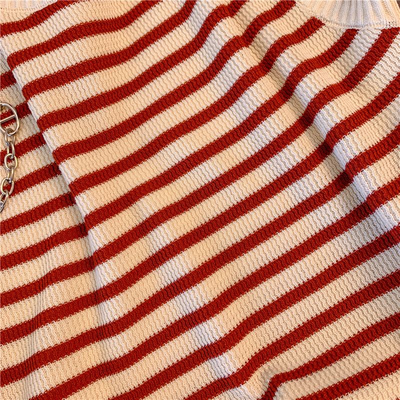 Top senza maniche in maglia a righe in stile francese - Capo casual da donna per la primavera/estate_voghion.com