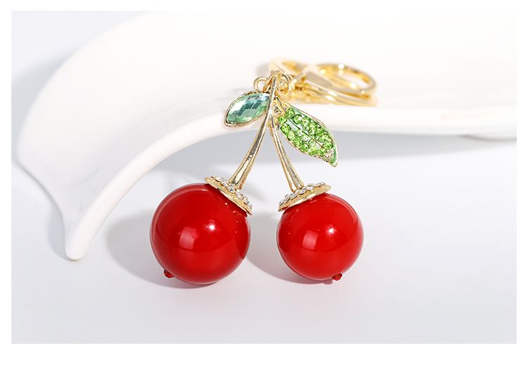 Kirsche Schlüsselanhänger süße Obst Tasche Dekoration High-End-Auto Schlüsselanhänger_voghion.com