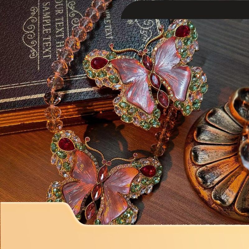 Set di collana con spilla e strass a forma di farfalla, stile fata, carina e vintage_voghion.com