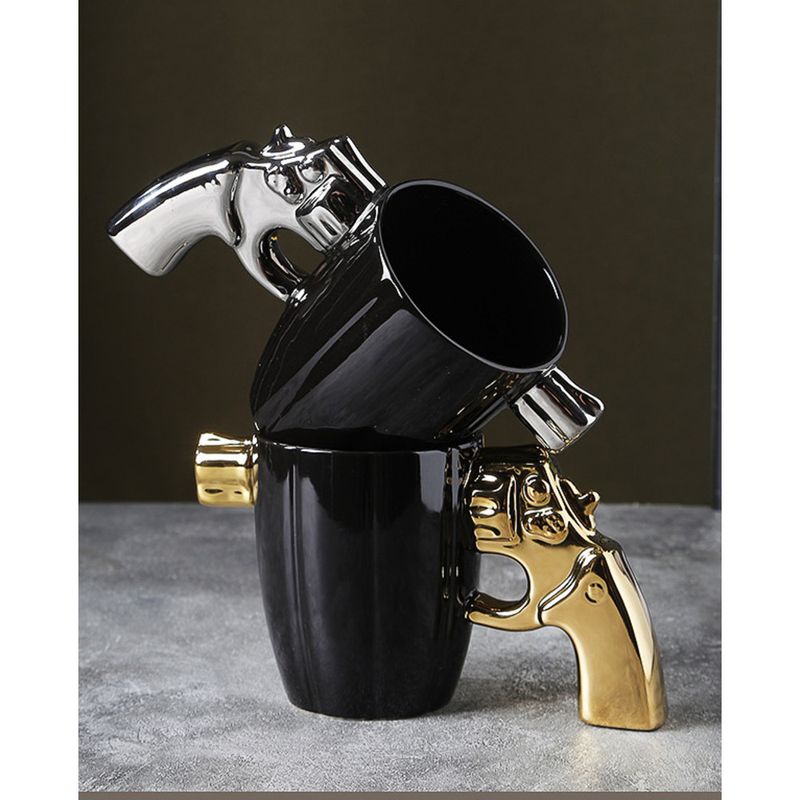 Creative Revolver Ceramic Explosion-proof Military Style Mug Personalized Shape Coffee Large Capacity Water Cup_voghion.com