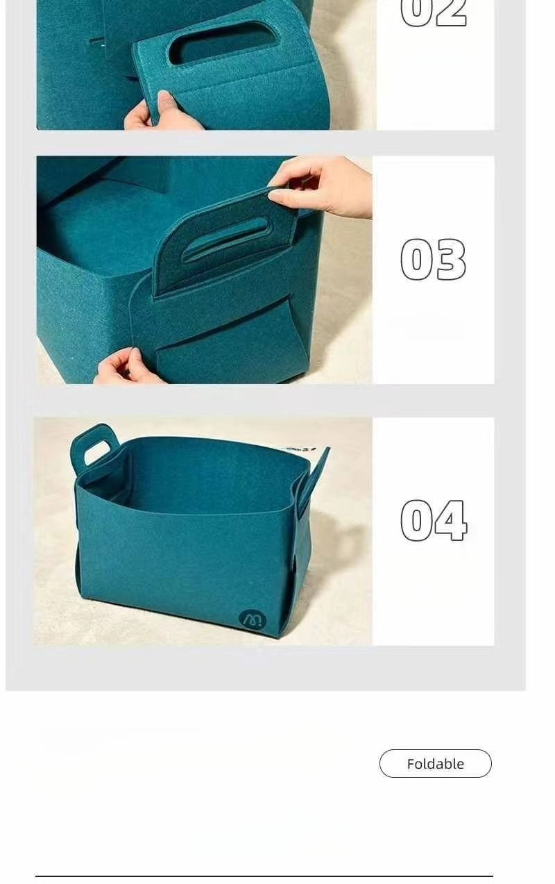Mideer Basket Large Capacity Wool Felt Storage Bin Miscellaneous Organizer Children's Toys Foldable Bag For Home Use_voghion.com
