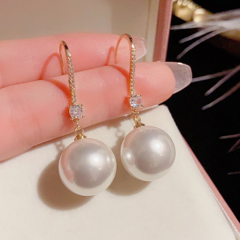High-End Sense Temperament Zircon Pearl Ear Hooks Light Luxury Commuting Fashion 2023 New Trend Versatile Earrings For_voghion.com