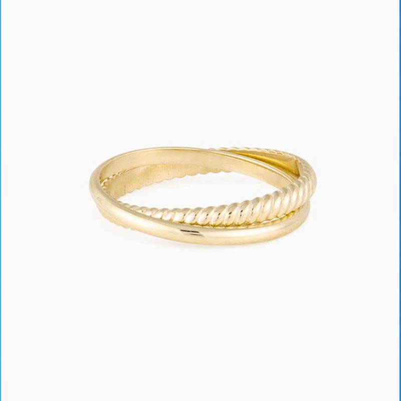 Anello di moda serie Wrap doppio anello titanio acciaio placcato oro semplice moderno anello di coppia_voghion.com