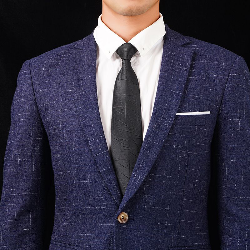 Cravatta da uomo con cerniera, elegante e formale, per donna, sposo, matrimonio, blu a righe, sottile, nera, senza nodo, facile da tirare_voghion.com