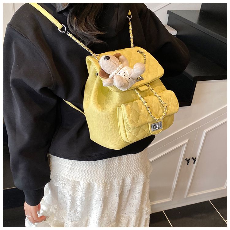 Trendy Quilted Crossbody Bag With Chain Strap - Versatile Shoulder Purse For Women, Soft PU Leather, Lock Closure, Phone Pocket_voghion.com