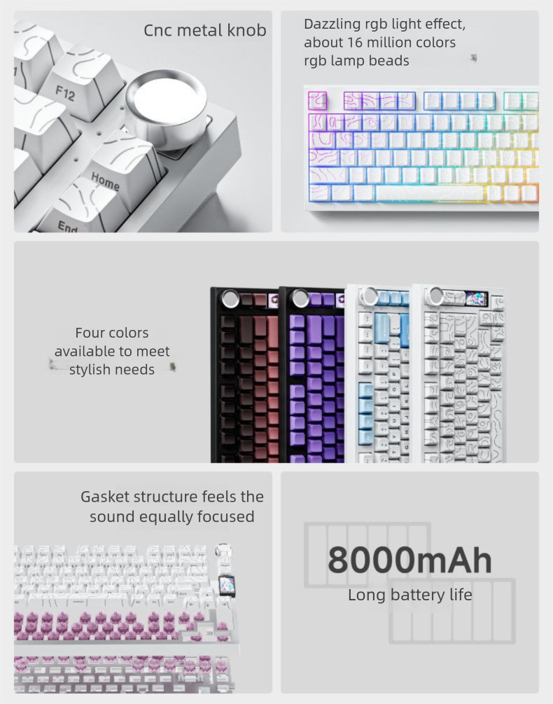 Forerunner X75 Mechanisch Toetsenbord op Maat, Drie Modi, Hot-Swappable, Zijdelings Gegraveerd, Hoogwaardig LCD-kleurenscherm_voghion.com