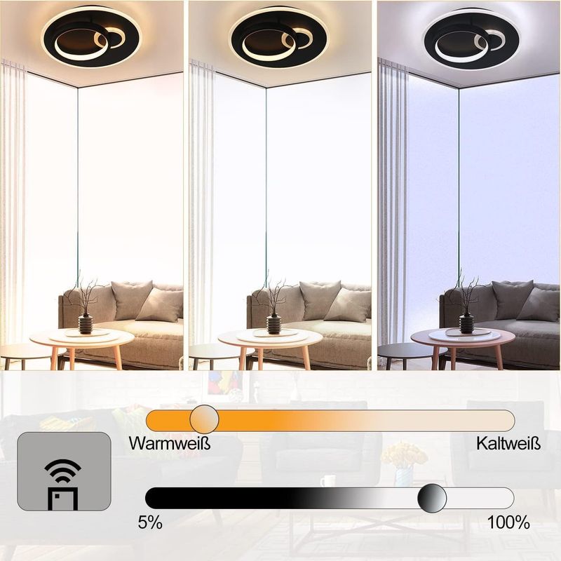 Glitzerlife Deckenlampe Led Deckenleuchte Wohnzimmer - Dimmbar Mit Fernbedienung Schlafzimmerlampe Modern Design Wohnzimmerlampe Für Arbeitszimmer Jugendzimmer_voghion.com