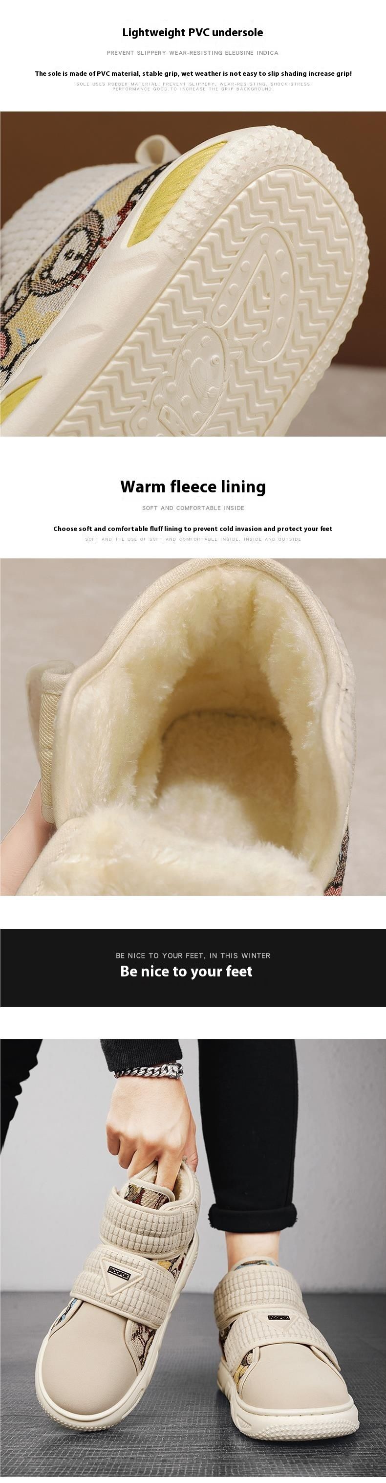 Snow men's with winter velvet insulation Velcro Northeast shoes fur integrated cotton boots outdoor workwear_voghion.com