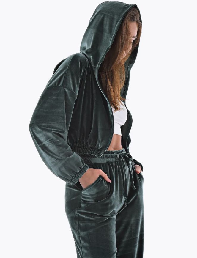 Russland 2025 Herbst Winter Lässige Sportswear Samt Zipper Top Zwei-Stück Set Für Frauen_voghion.com