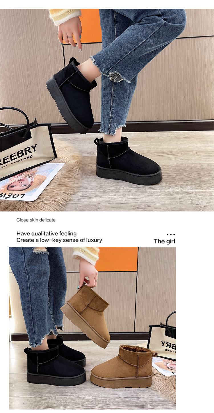 Pioggia con la stessa moda Stivali da neve rialzati con suola spessa Donna Plus Velluto addensato a prova di freddo Scarpe invernali da donna Scarpe di cotone Scarpe calde_voghion.com
