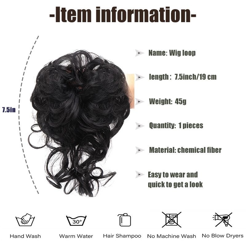 Extension per capelli Parrucca Anello per capelli Testa a sfera Alta temperatura Seta Soffice e disordinato Barba lunga Chignon a sfera 25 cm_voghion.com
