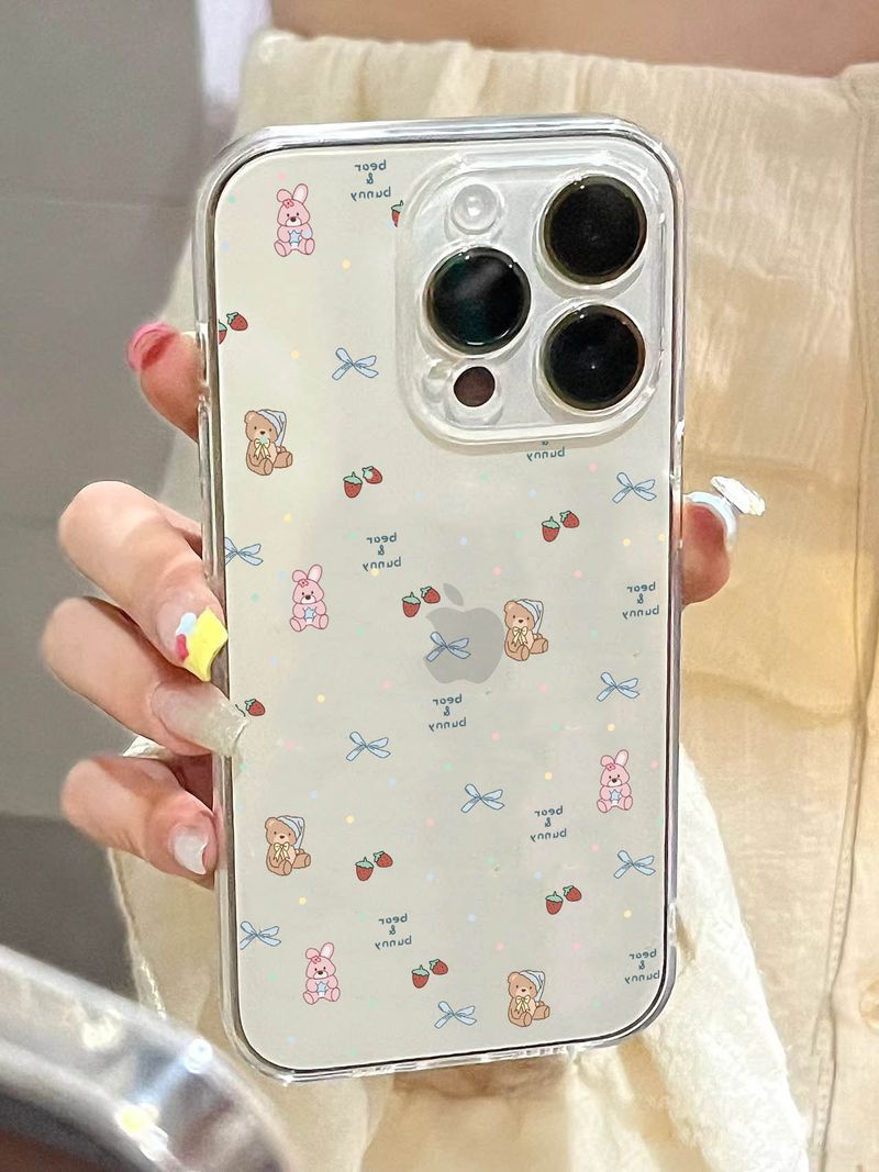 Unbeatable Quality New Arrival Minimalist Cute Bear Rabbit Mobile Phone Shell IPhone For Iphone15 Niche Style Soft Case 14promax_voghion.com