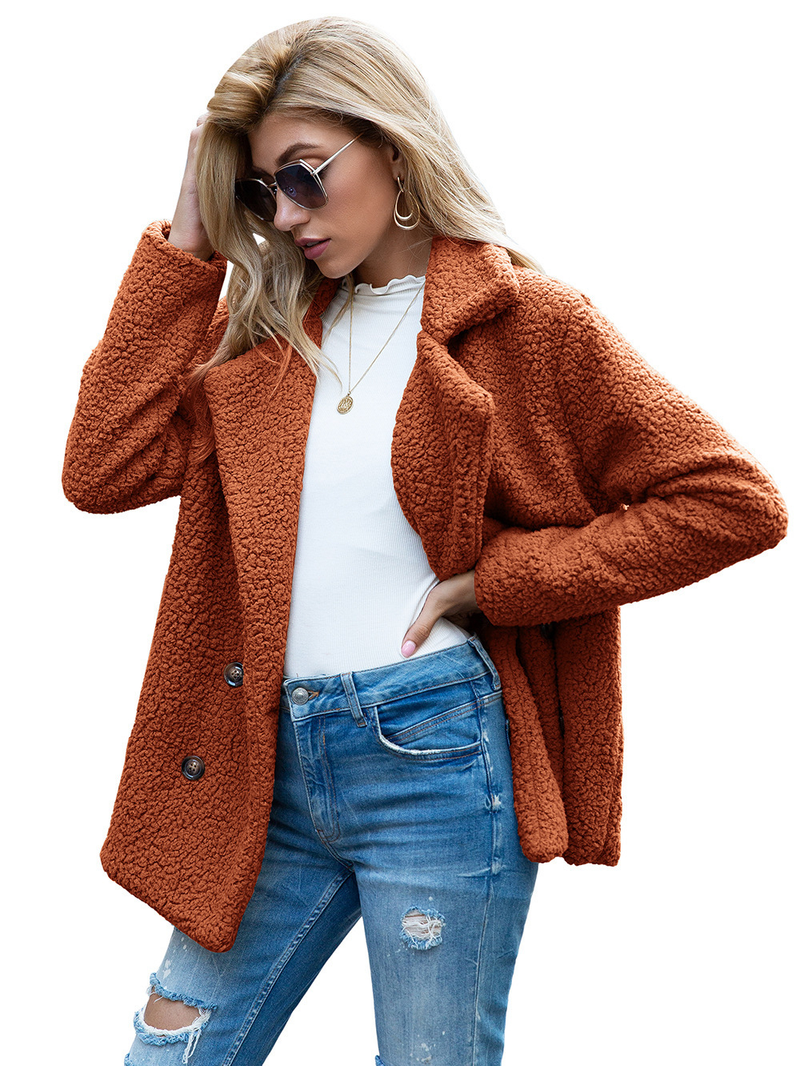 Herbst und Winter neuer Pelzmantel mit Knöpfen und lockerer Fleecepullover mit Revers_voghion.com