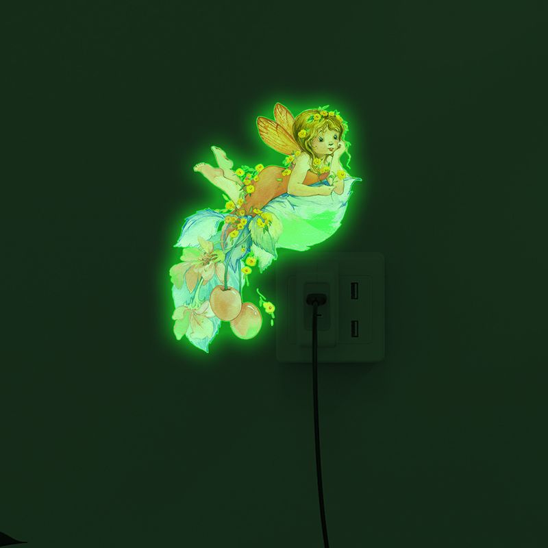 Luce notturna cartone animato pellicola PET interruttore verde casa camera da letto soggiorno adesivo da parete_voghion.com